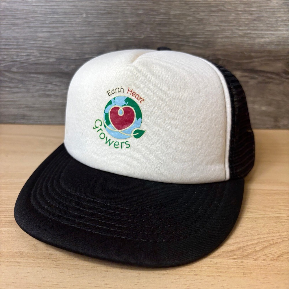 Earth Heart Growers Hat Cap Snap Back Black Trucker Adjustable‎